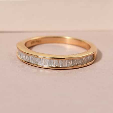Diamond Half Eternity Ring in 14K Yellow Gold Over Sterling Silver (Size 7.0) 0.33 ctw image number 4