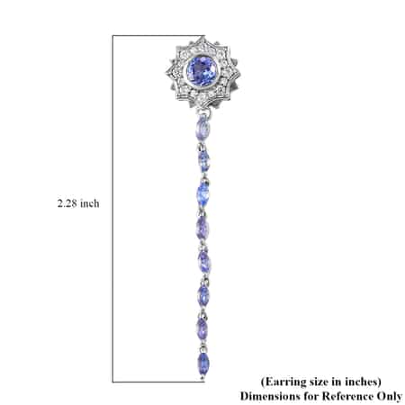 Tanzanite and Natural White Zircon Star Swirl Earrings in Platinum Over Sterling Silver 2.85 ctw image number 4