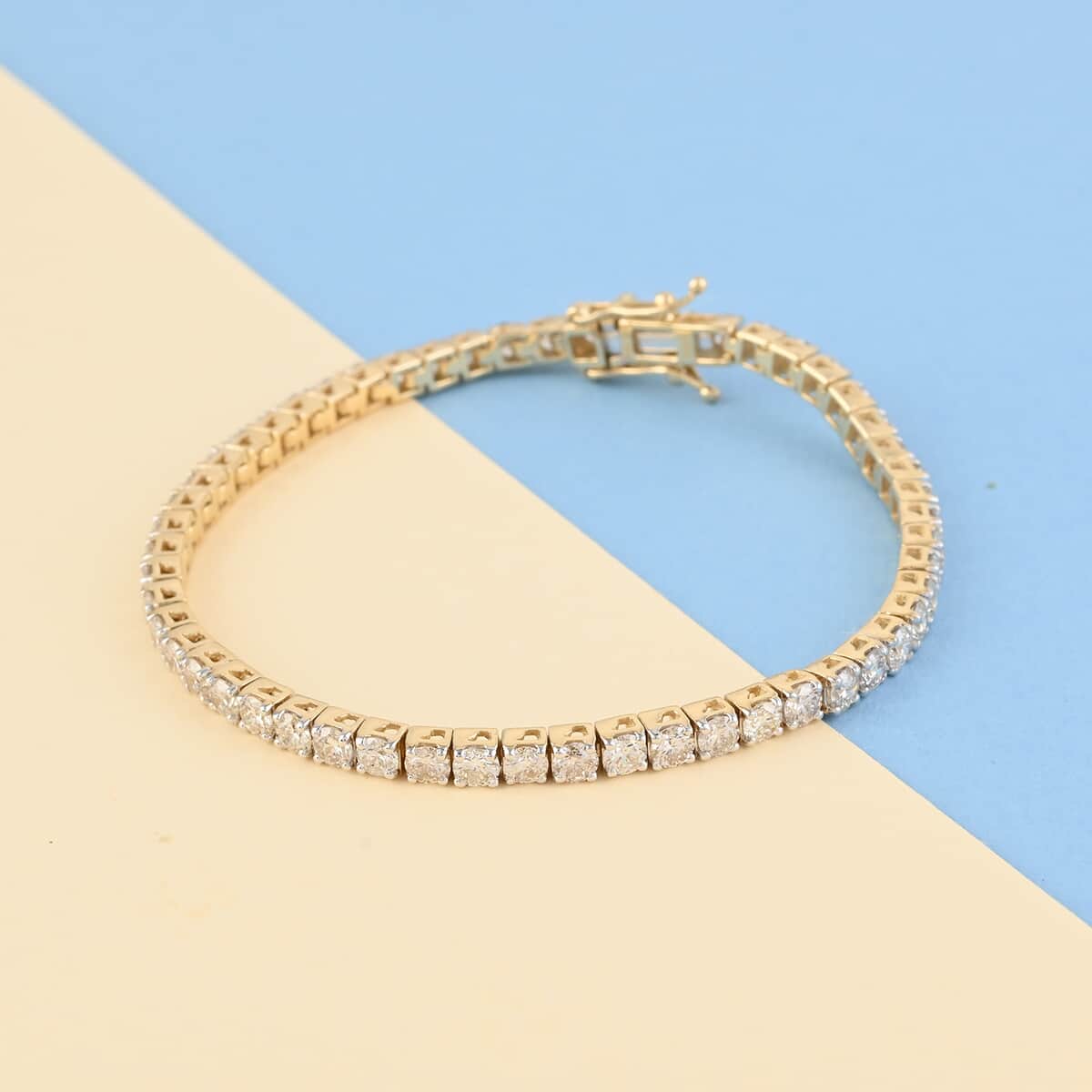 NY Closeout 14K Yellow Gold G-H I1 Diamond Tennis Bracelet (6.50 In) 10.3 Grams 5.00 ctw image number 1