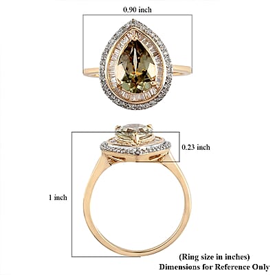 Luxoro AAA Turkizite and Diamond 2.40 ctw Pear Shape Double Halo Ring in 10K Yellow Gold (Size 10.0)