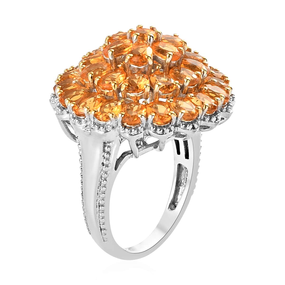 Jalisco Fire Opal Floral Ring in Platinum Over Sterling Silver (Size 9.0) 4.25 ctw image number 3