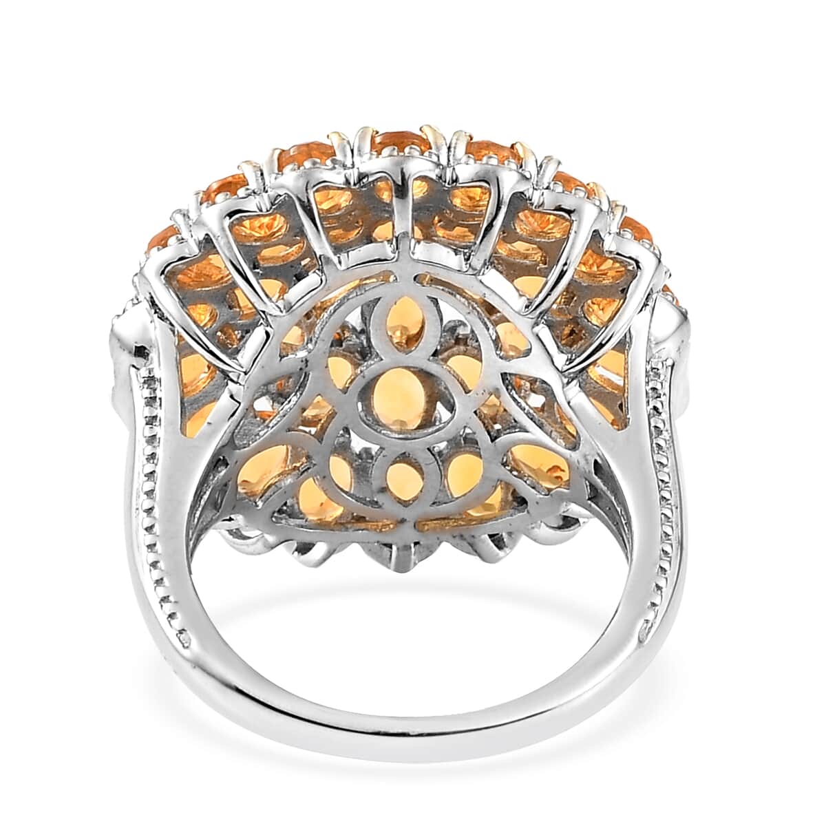 Jalisco Fire Opal Floral Ring in Platinum Over Sterling Silver (Size 9.0) 4.25 ctw image number 4