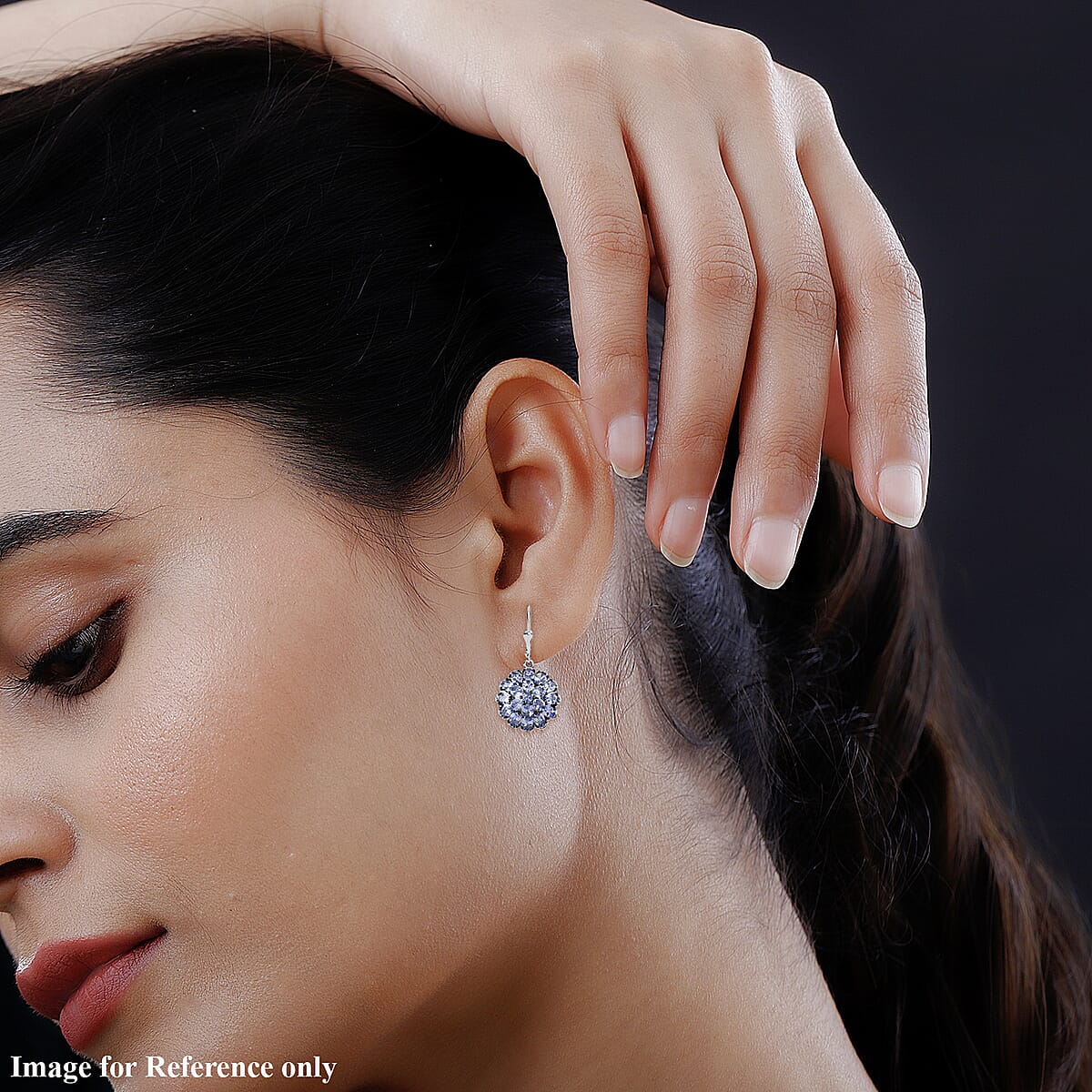 Tanzanite Lever Back Floral Earrings in Platinum Over Sterling Silver 5.40 ctw image number 2