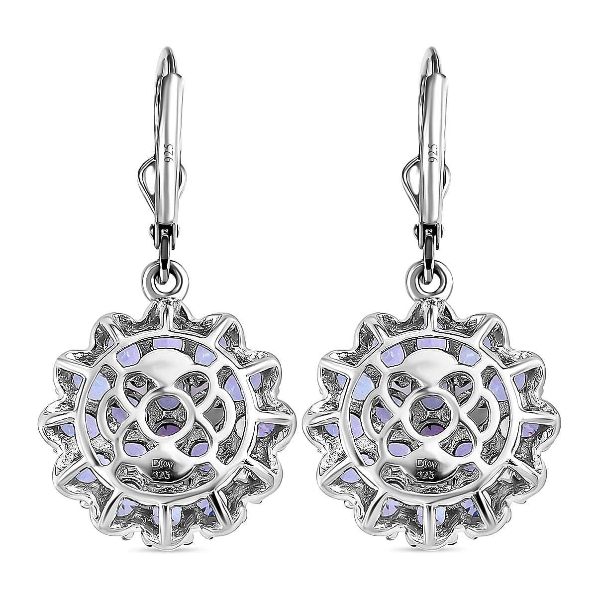 Tanzanite Lever Back Floral Earrings in Platinum Over Sterling Silver 5.40 ctw image number 4
