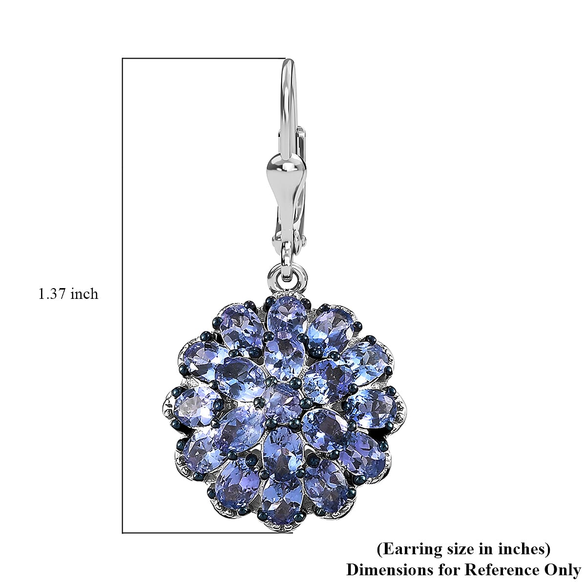 Tanzanite Lever Back Floral Earrings in Platinum Over Sterling Silver 5.40 ctw image number 5