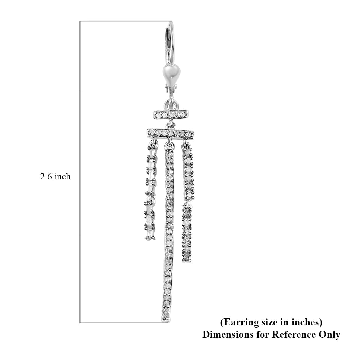 Natural Champagne Diamond Dangling Earrings in Platinum Over Sterling Silver 1.00 ctw image number 4