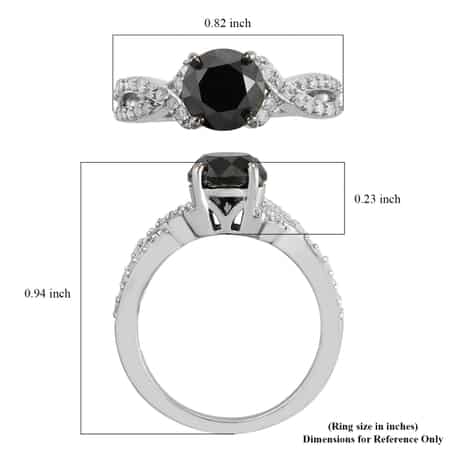 Black Diamond and Diamond Infinity Shank Ring in Platinum Over Sterling Silver (Size 6.0) 2.00 ctw image number 5