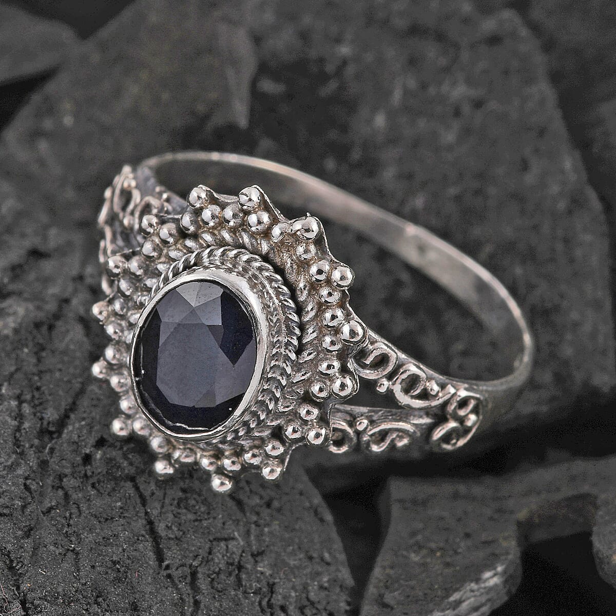 Bali Legacy Diffused Blue Sapphire Ring in Sterling Silver (Size 10.0) 1.50 ctw image number 1