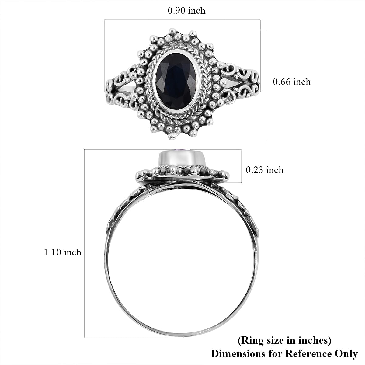 Bali Legacy Diffused Blue Sapphire Ring in Sterling Silver (Size 10.0) 1.50 ctw image number 5