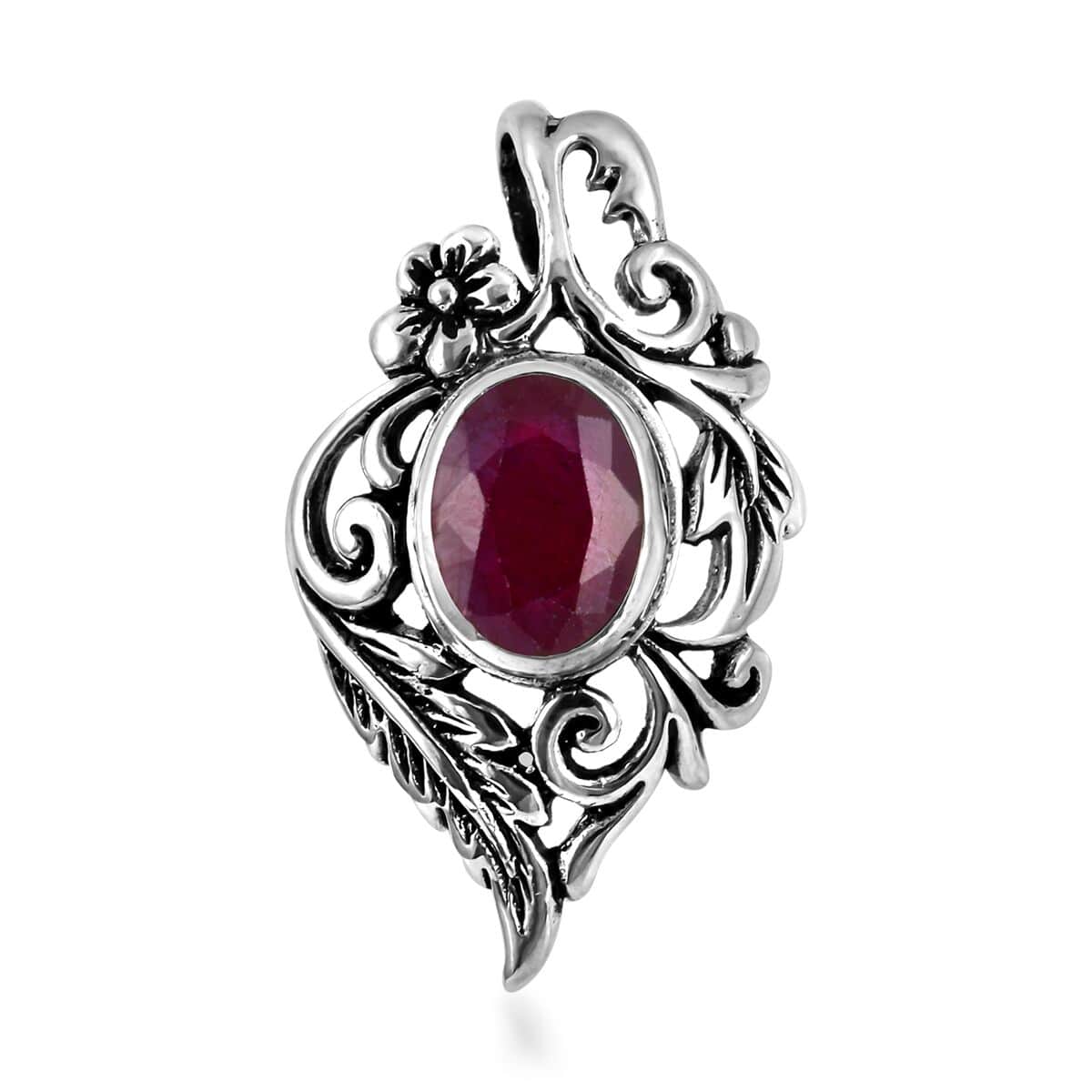 Mother’s Day Gift Bali Legacy Niassa Ruby (FF) Pendant in Sterling Silver 1.25 ctw image number 0