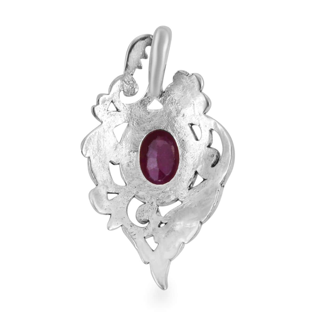 Mother’s Day Gift Bali Legacy Niassa Ruby (FF) Pendant in Sterling Silver 1.25 ctw image number 4