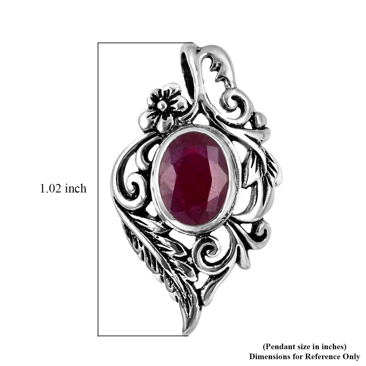 Mother’s Day Gift Bali Legacy Niassa Ruby (FF) Pendant in Sterling Silver 1.25 ctw image number 5