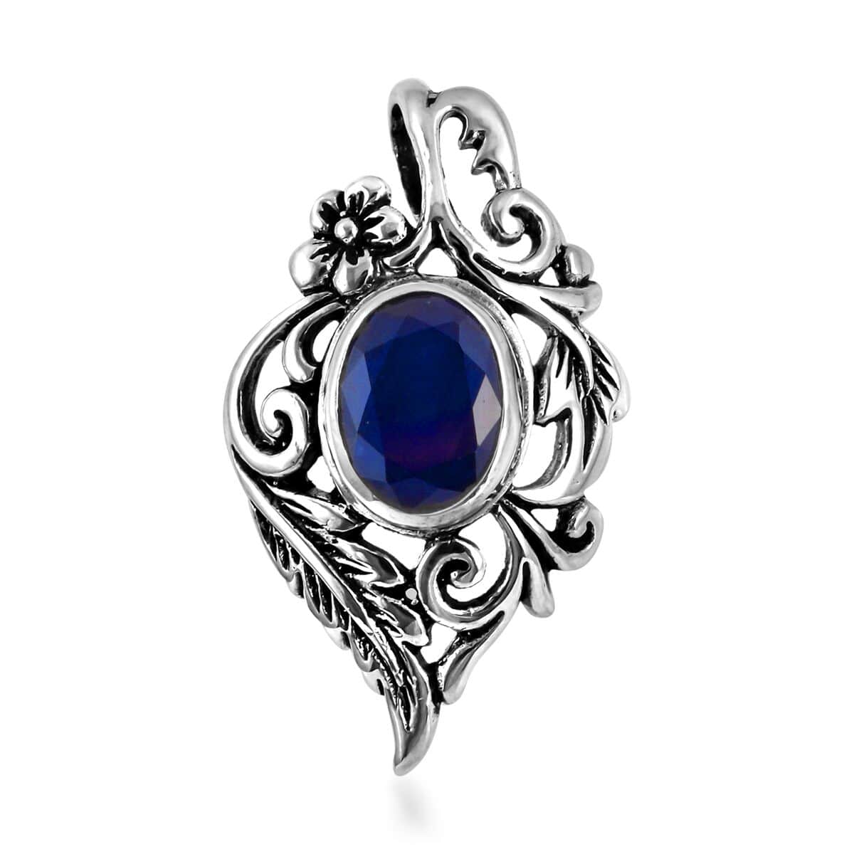 Mother’s Day Gift Bali Legacy Diffused Blue Sapphire (DF) Pendant in Sterling Silver 1.50 ctw image number 0