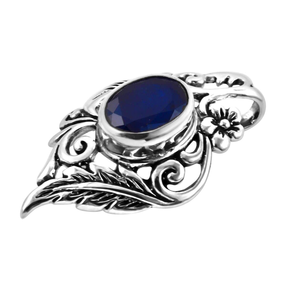 Mother’s Day Gift Bali Legacy Diffused Blue Sapphire (DF) Pendant in Sterling Silver 1.50 ctw image number 3