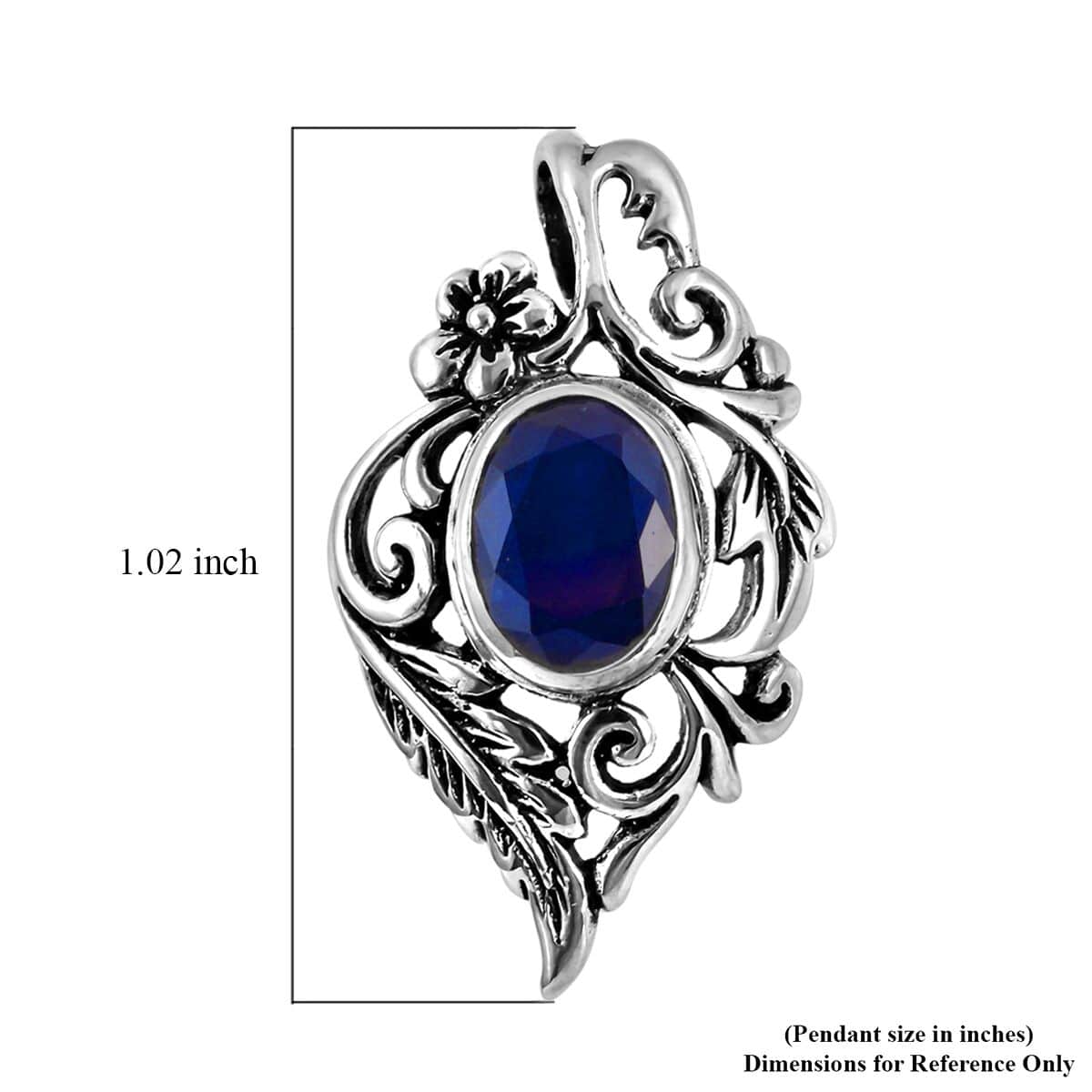 Mother’s Day Gift Bali Legacy Diffused Blue Sapphire (DF) Pendant in Sterling Silver 1.50 ctw image number 5