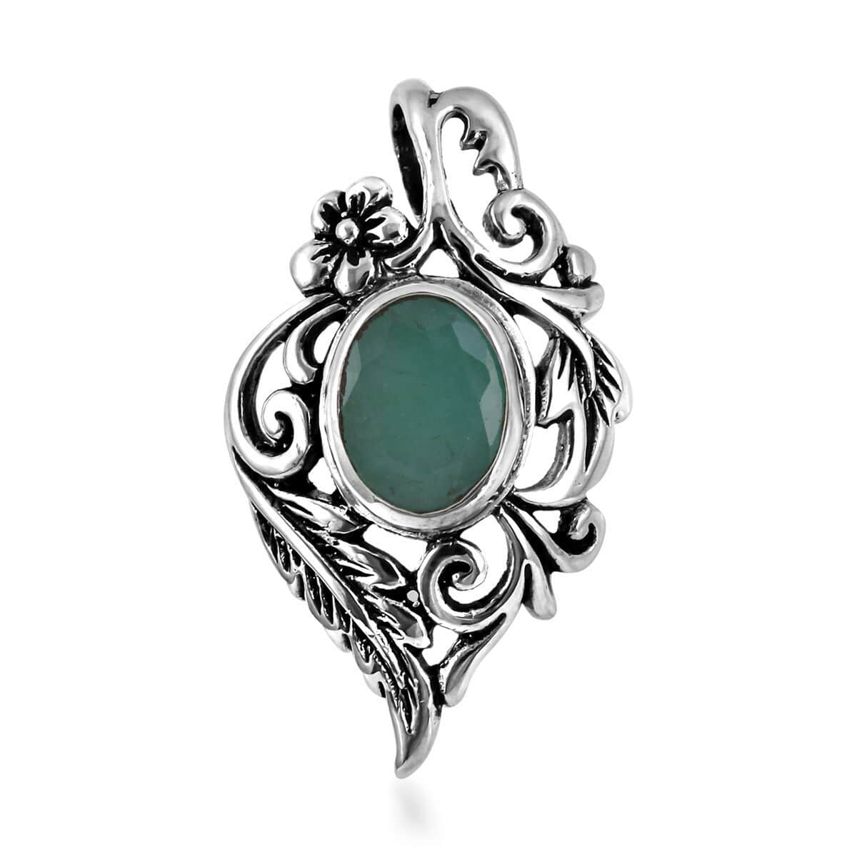 Bali Legacy Socoto Emerald Pendant in Sterling Silver 1.50 ctw image number 0