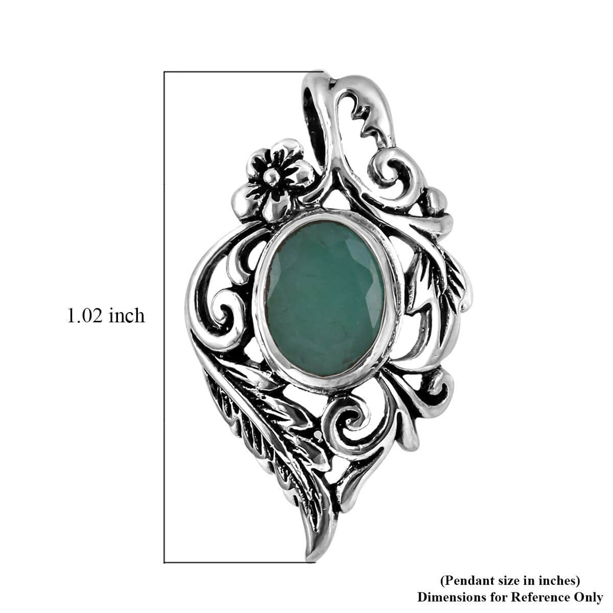 Bali Legacy Socoto Emerald Pendant in Sterling Silver 1.50 ctw image number 4