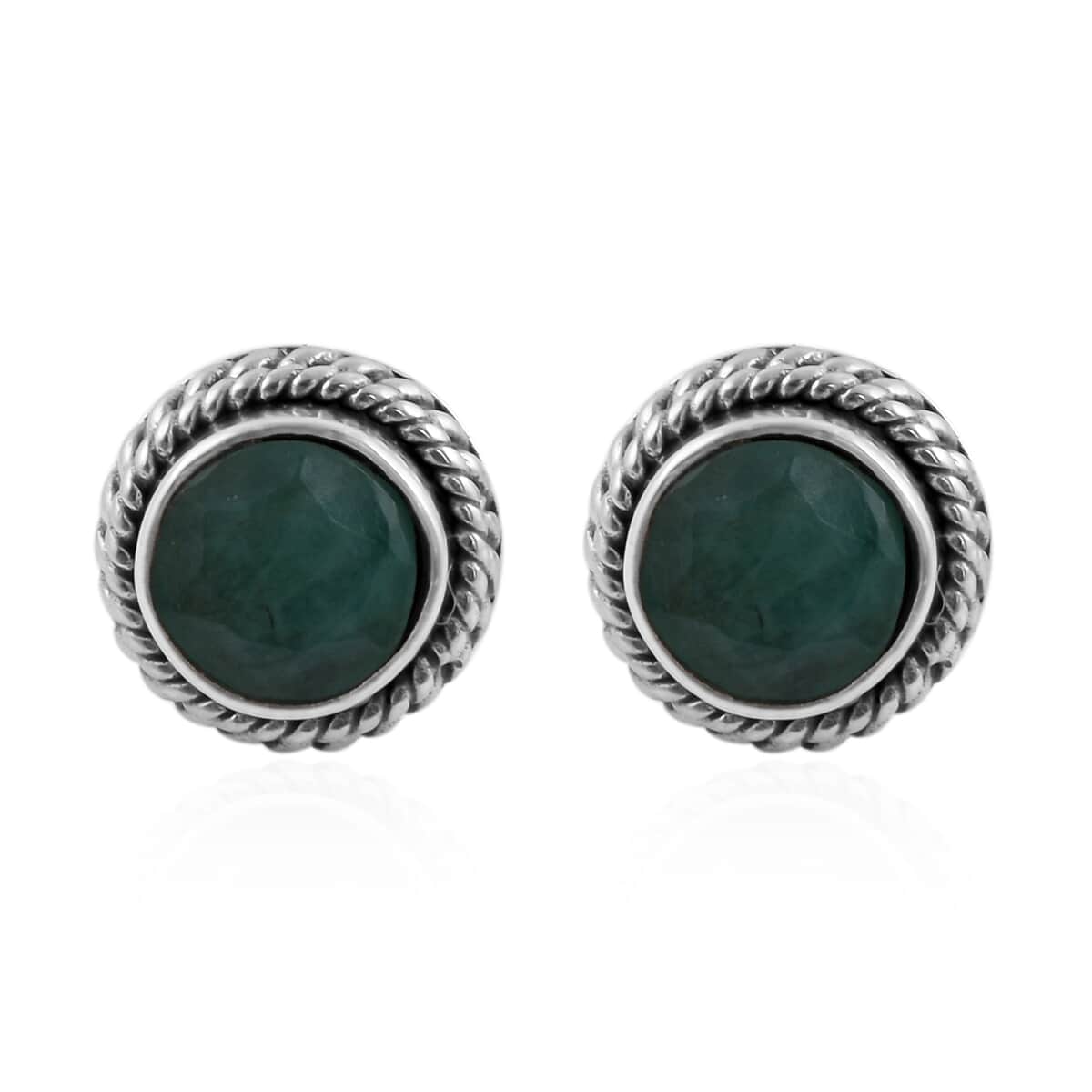 BALI LEGACY Socoto Emerald Stud Earrings in Sterling Silver 1.50 ctw image number 0