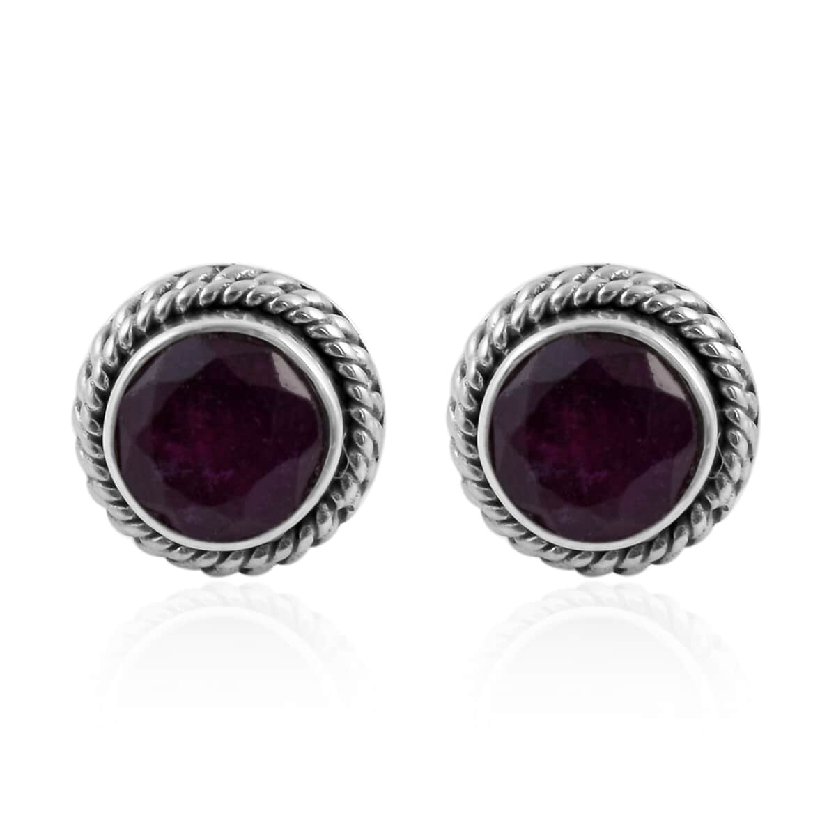 Bali Legacy Niassa Ruby (FF) Stud Earrings in Sterling Silver 1.50 ctw image number 0