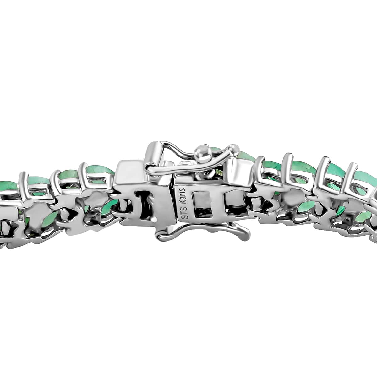 Karis Brazilian Emerald Double Row Bracelet in Platinum Bond, Tennis Bracelet For Women, Birthday Gifts For Her (8.00 In) 12.65 ctw image number 3
