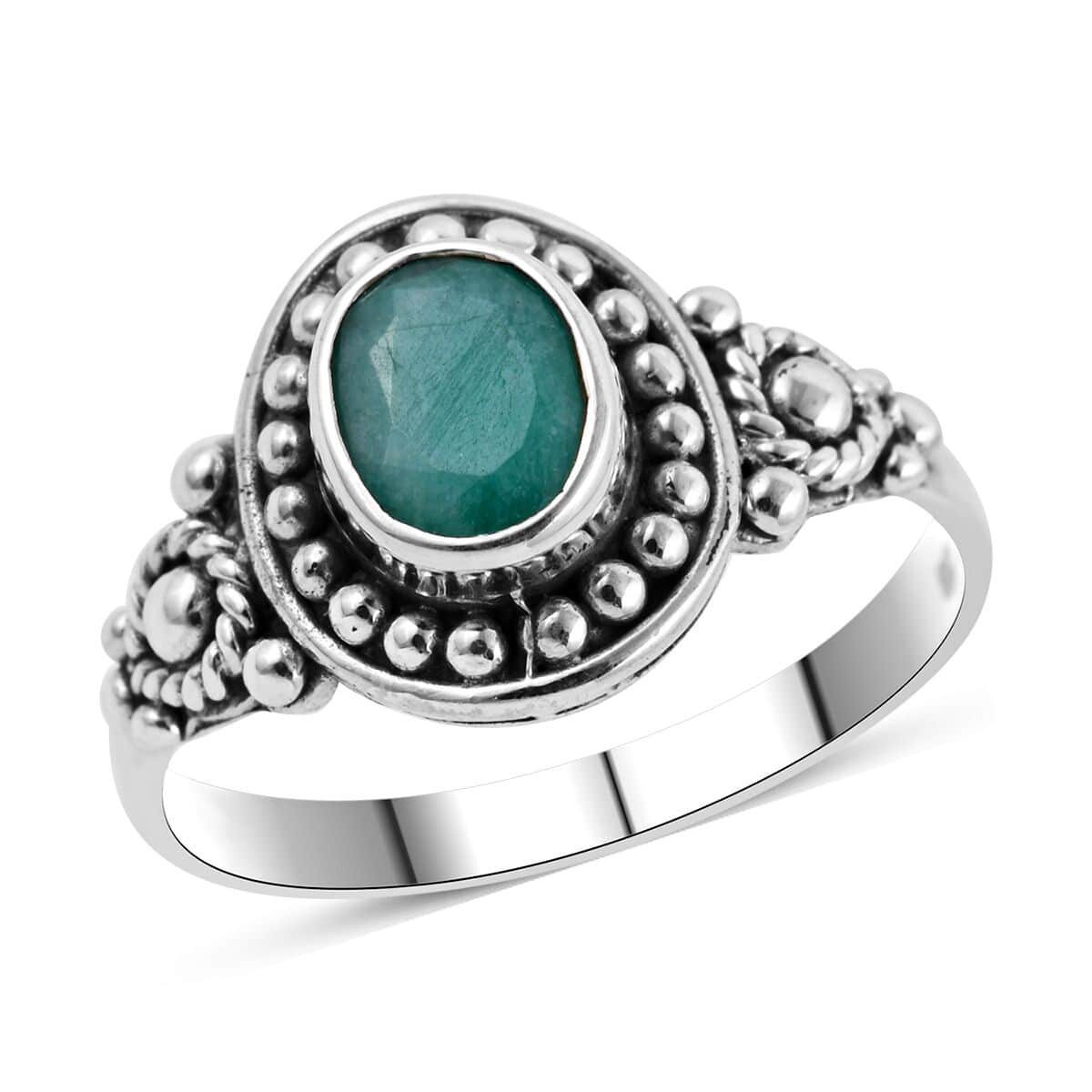 Bali Legacy Socoto Emerald Ring in Sterling Silver (Size 9.0) 1.60 ctw image number 0