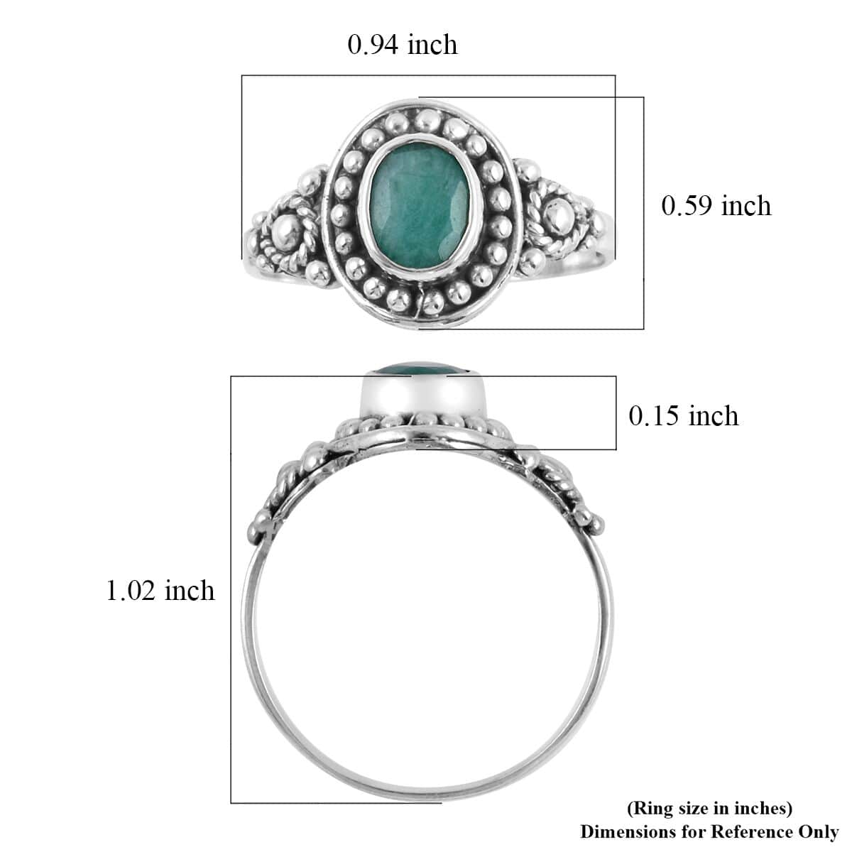 Bali Legacy Socoto Emerald Ring in Sterling Silver (Size 9.0) 1.60 ctw image number 5