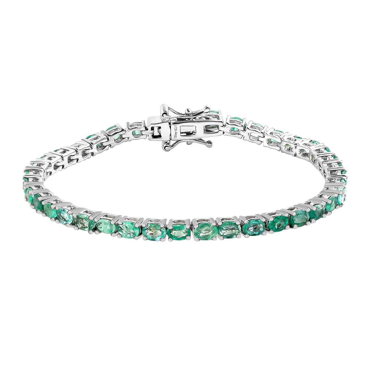 Boyaca Colombian Emerald Tennis Bracelet in Platinum Over Sterling Silver (6.50 In) 9 Grams 5.65 ctw image number 0