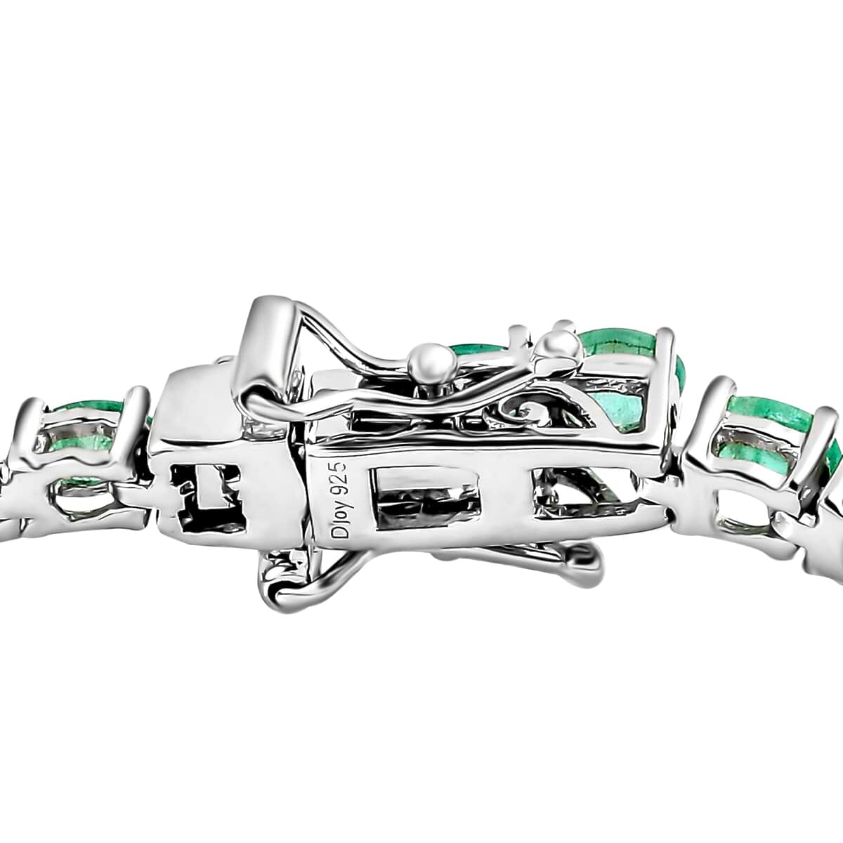 Boyaca Colombian Emerald Bracelet in Platinum Over Sterling Silver, Silver Tennis Bracelet, Birthday Gifts For Her (7.25 In) 6.35 ctw image number 3