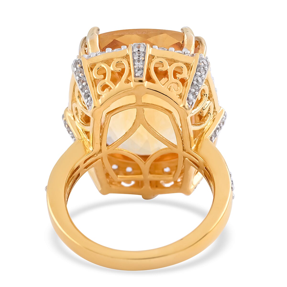 Natural White Zircon Ring in Vermeil Yellow Gold Over Sterling Silver (Size 7.0) 8.20 Grams 1.35 ctw image number 3