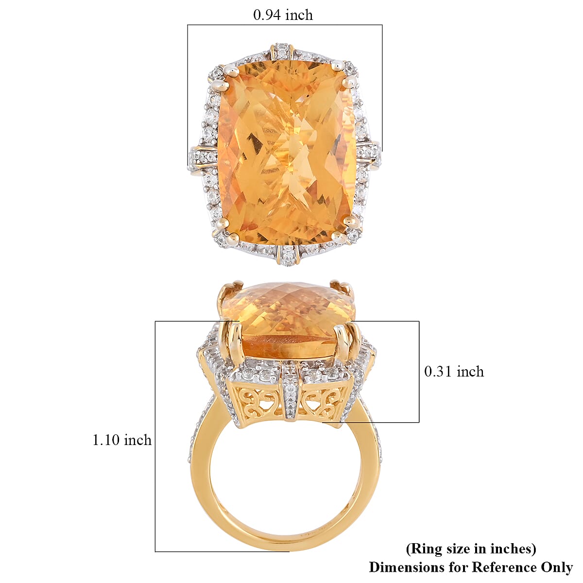 Natural White Zircon Ring in Vermeil Yellow Gold Over Sterling Silver (Size 7.0) 8.20 Grams 1.35 ctw image number 4