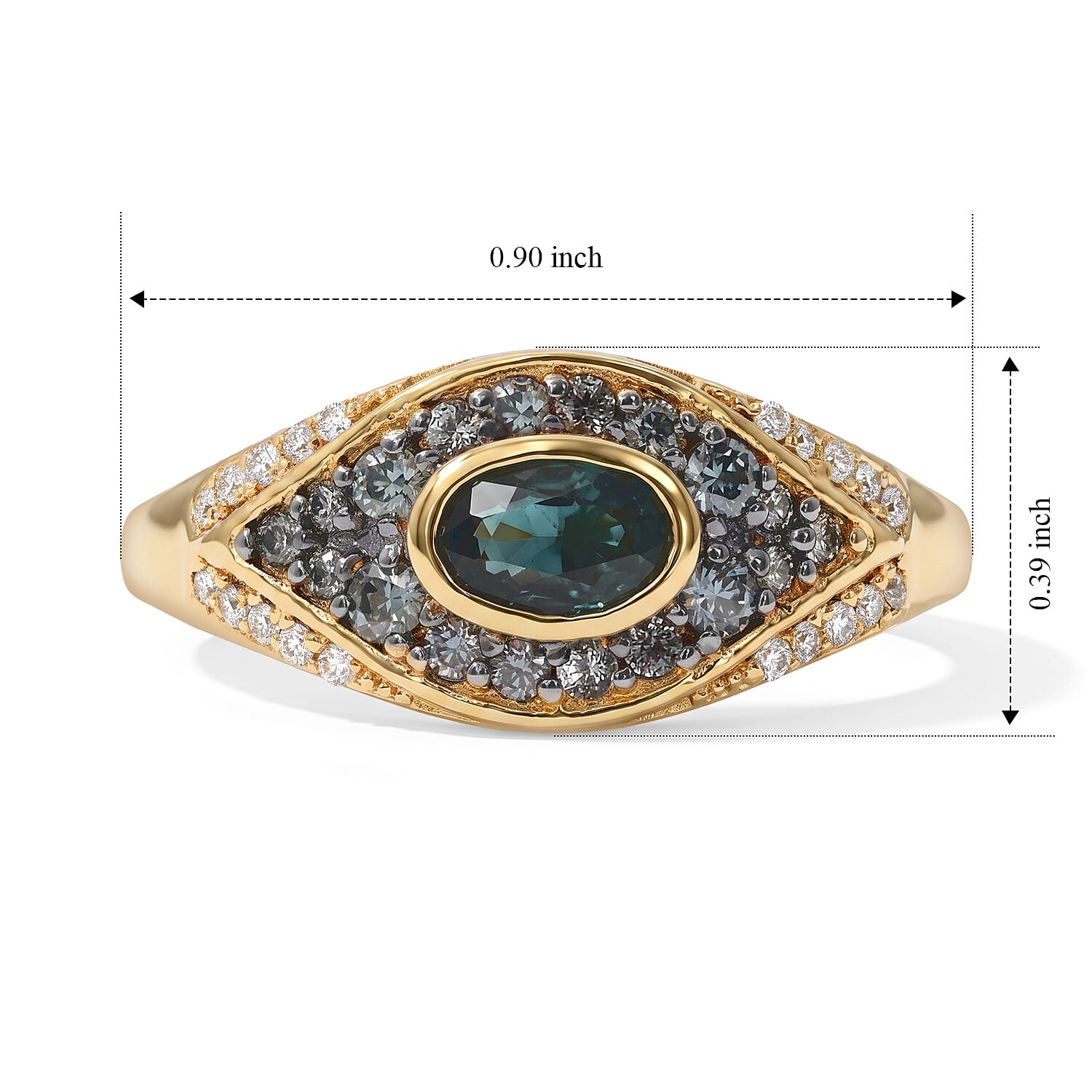 D'Joy Premium Green Sapphire and Moissanite 1.15 ctw Ring in 18K Vermeil Yellow Gold Over Sterling Silver (Size 6.0)