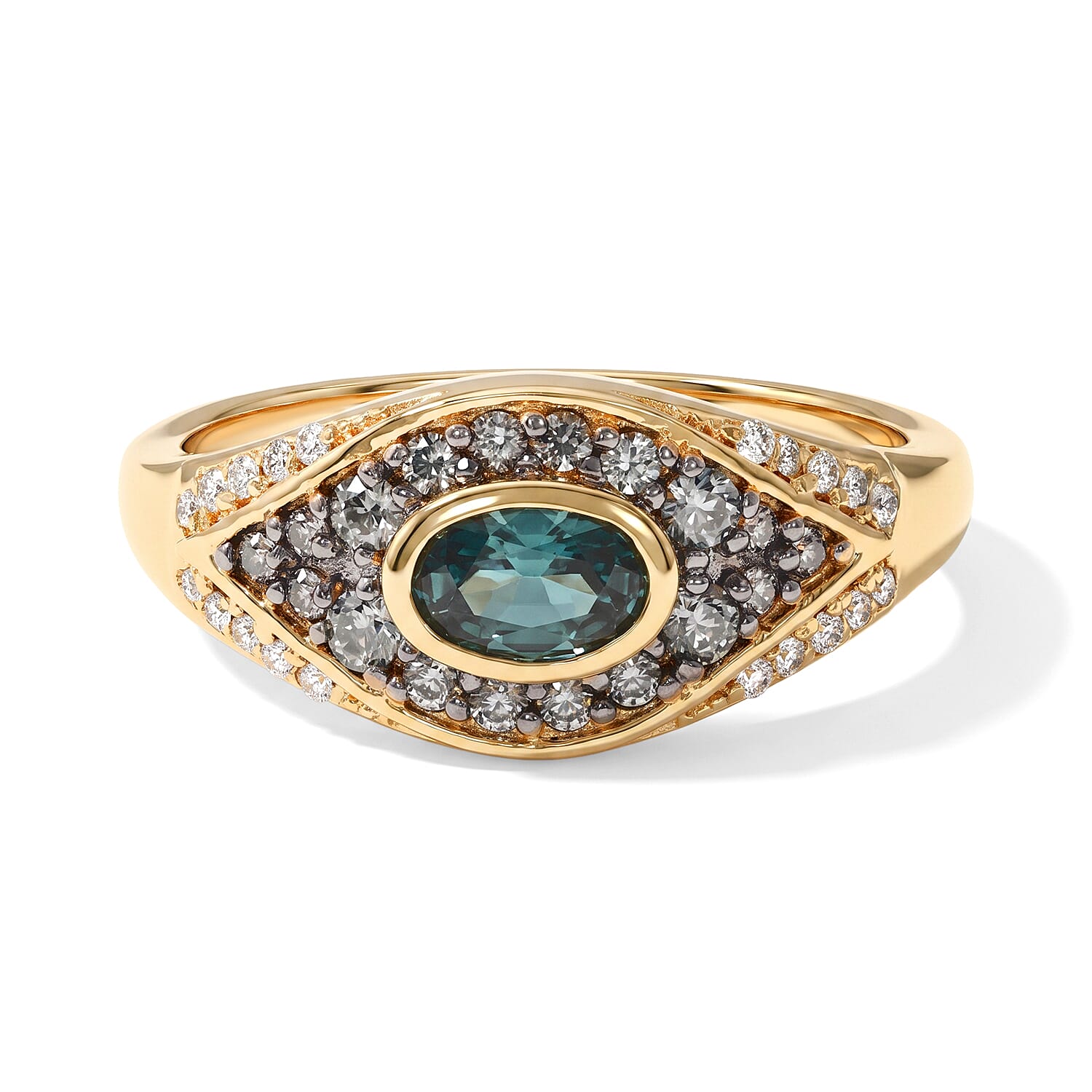 D''Joy Premium Green Sapphire and Moissanite 1.15 ctw Ring in 18K Vermeil Yellow Gold Over Sterling Silver (Size 8.0)