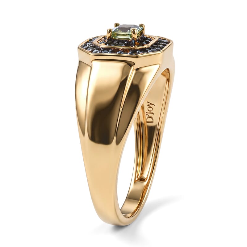 D'Joy Premium Sapucaia Green Sapphire 1.10 ctw The Verdant Legacy Men's Ring in 18K Vermeil Yellow Gold Over Sterling Silver (Size 10.0)