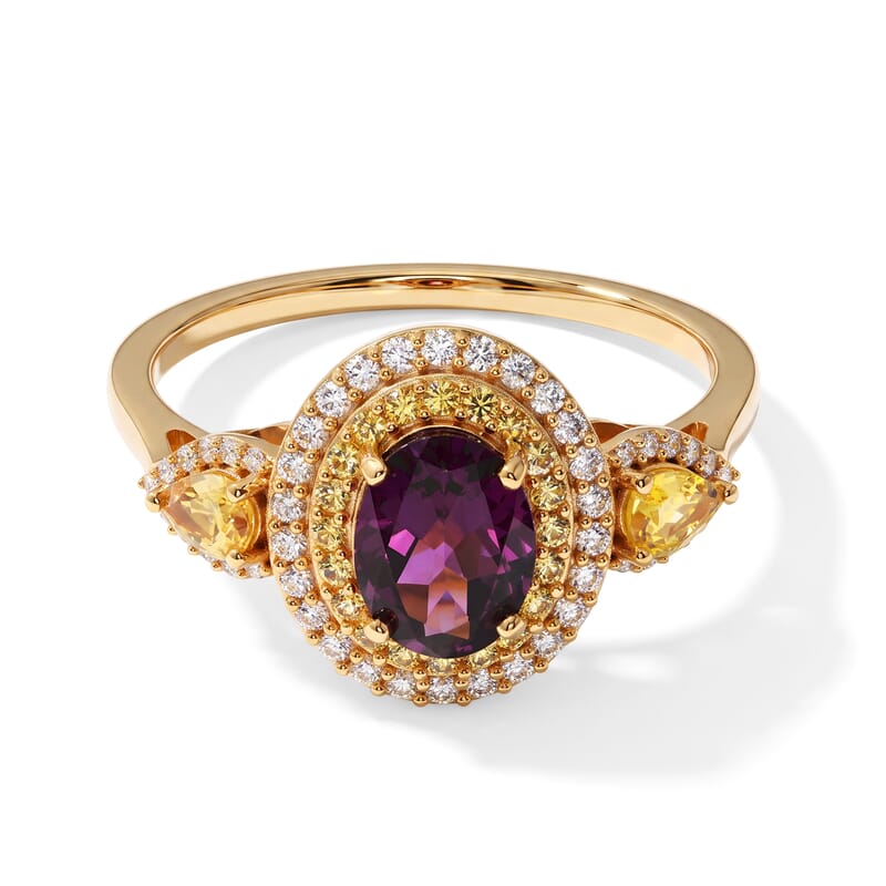 D'Joy AAA Radiant Ember Garnet and Multi Gemstone 2.50 ctw Ring in Rhodium Over Sterling Silver (Size 6.0)