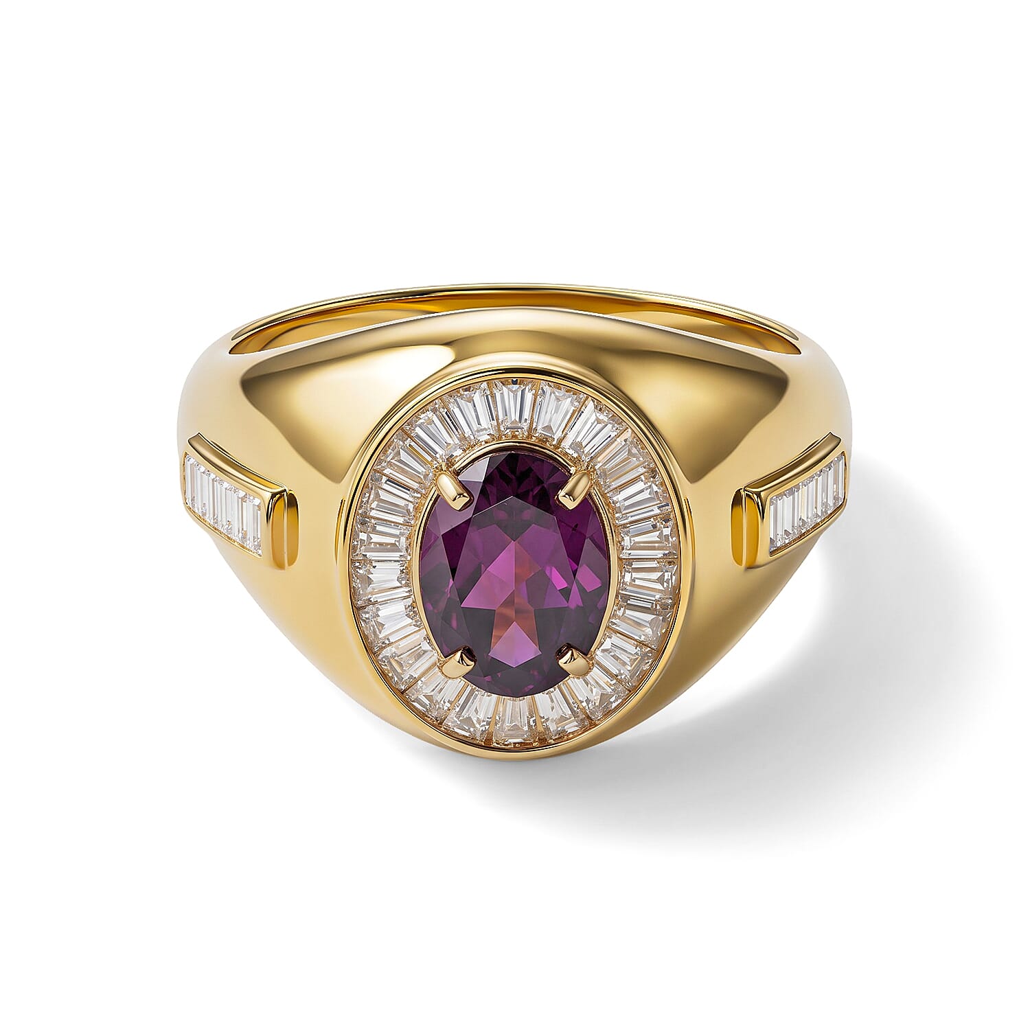D''Joy AAA Radiant Ember Garnet, Moissanite Ring in 18K Vermeil YG Over Sterling Silver (Size 10.0) 2.30 ctw