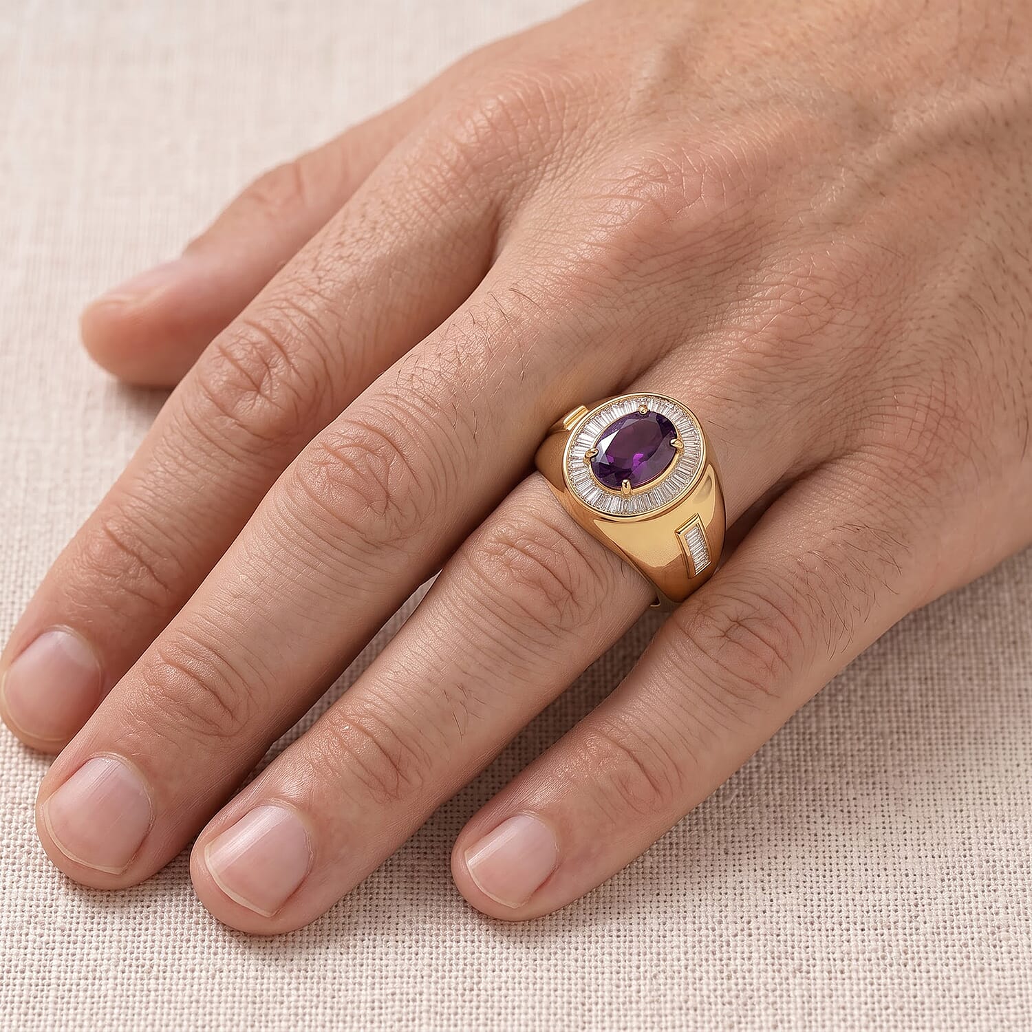 D'Joy AAA Radiant Ember Garnet and Moissanite 2.30 ctw Ring in 18K Vermeil Yellow Gold Over Sterling Silver (Size 9.0)