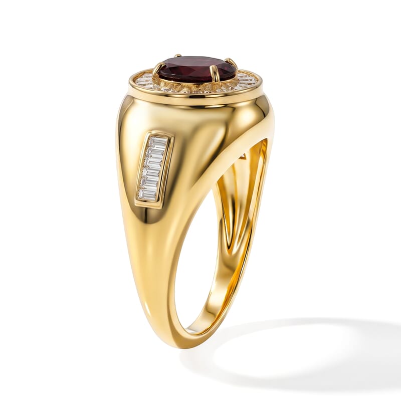 D'Joy AAA Radiant Ember Garnet and Moissanite 2.30 ctw Ring in 18K Vermeil Yellow Gold Over Sterling Silver (Size 9.0)