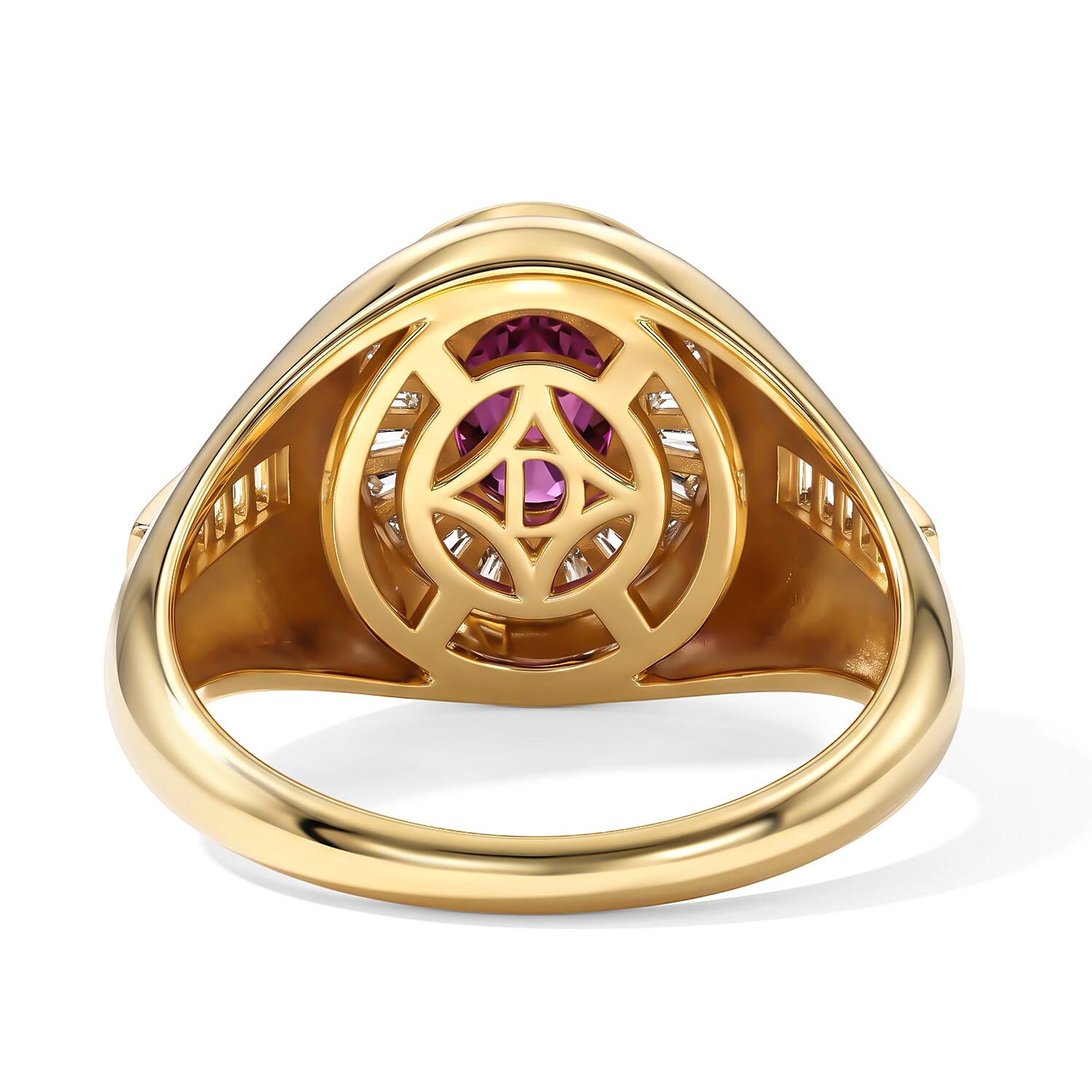 D'Joy AAA Radiant Ember Garnet and Moissanite 2.30 ctw Ring in 18K Vermeil Yellow Gold Over Sterling Silver (Size 9.0)