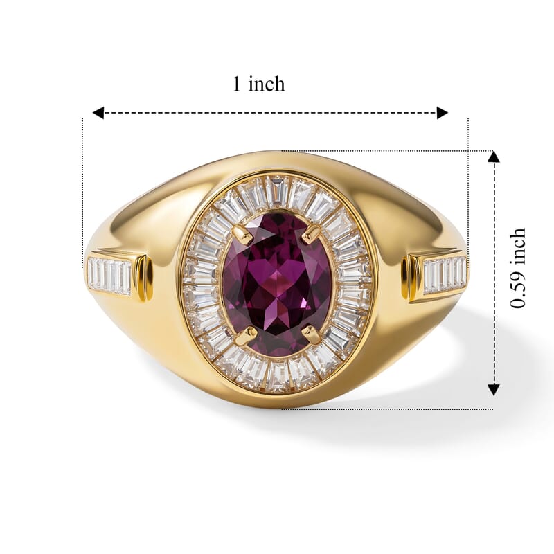D'Joy AAA Radiant Ember Garnet and Moissanite 2.30 ctw Ring in 18K Vermeil Yellow Gold Over Sterling Silver (Size 9.0)