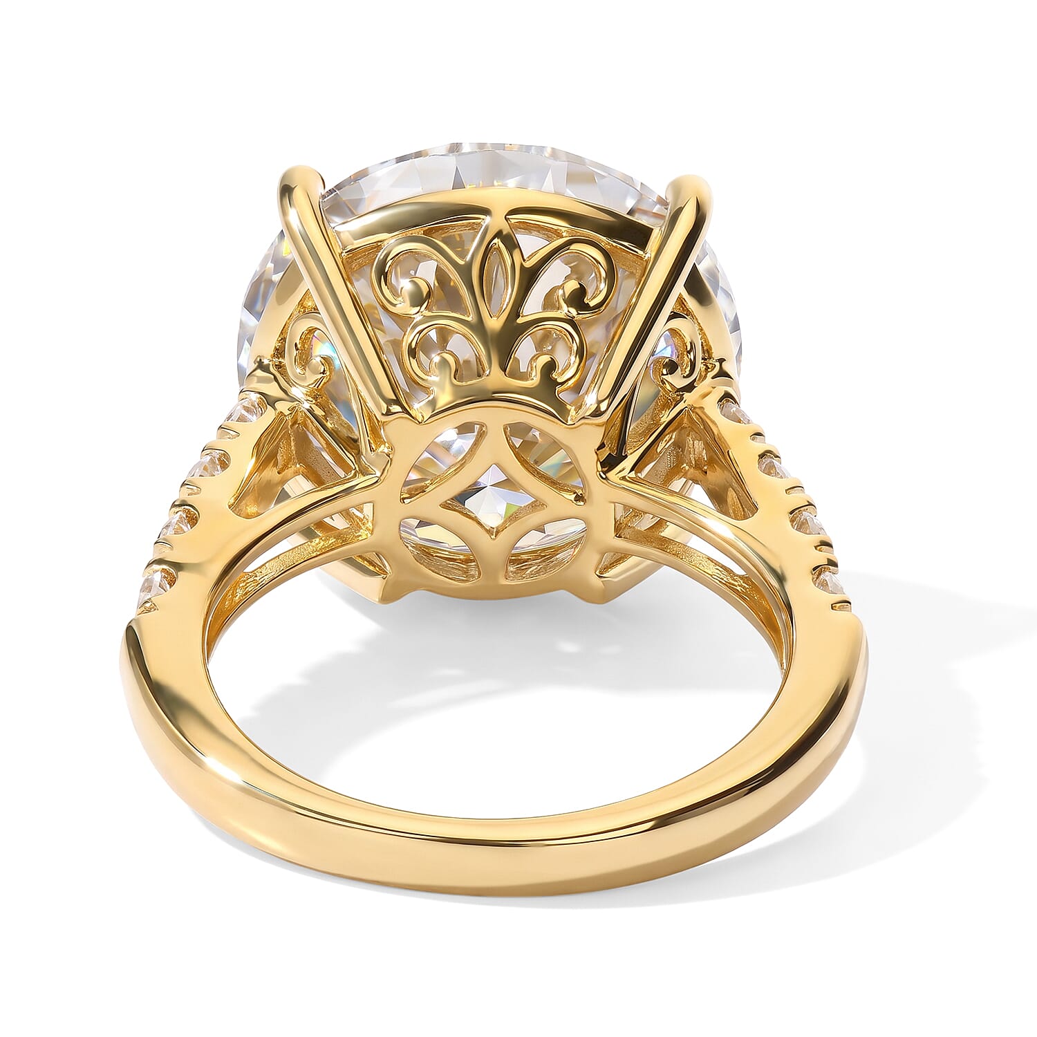 D'Joy 100 Facets Moissanite 11.80 ctw Ring in 18K Vermeil Yellow Gold Over Sterling Silver (Size 6.0)