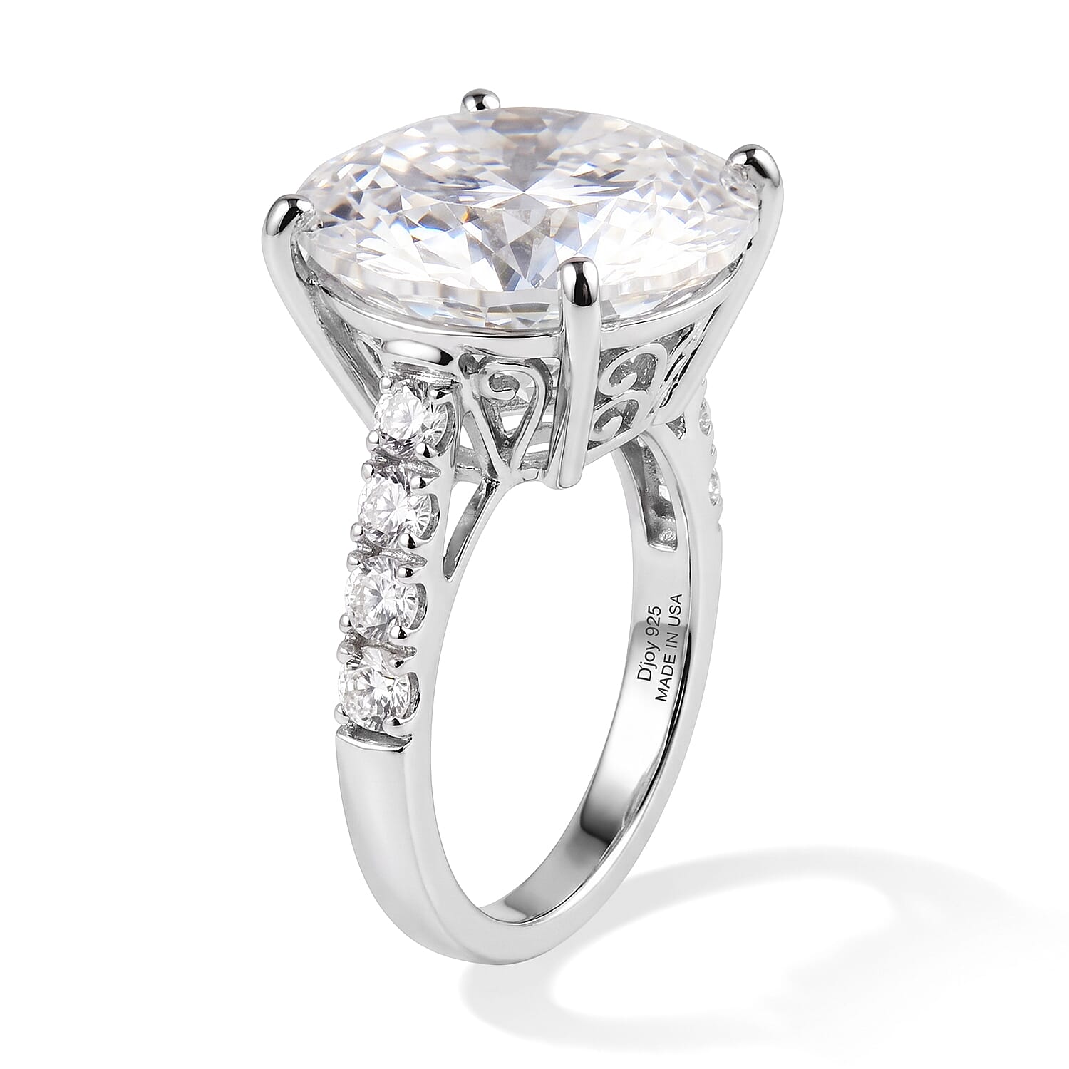 D'Joy 100 Facets Moissanite 11.80 ctw Timeless Brilliance Ring in Rhodium Over Sterling Silver (Size 6.0)