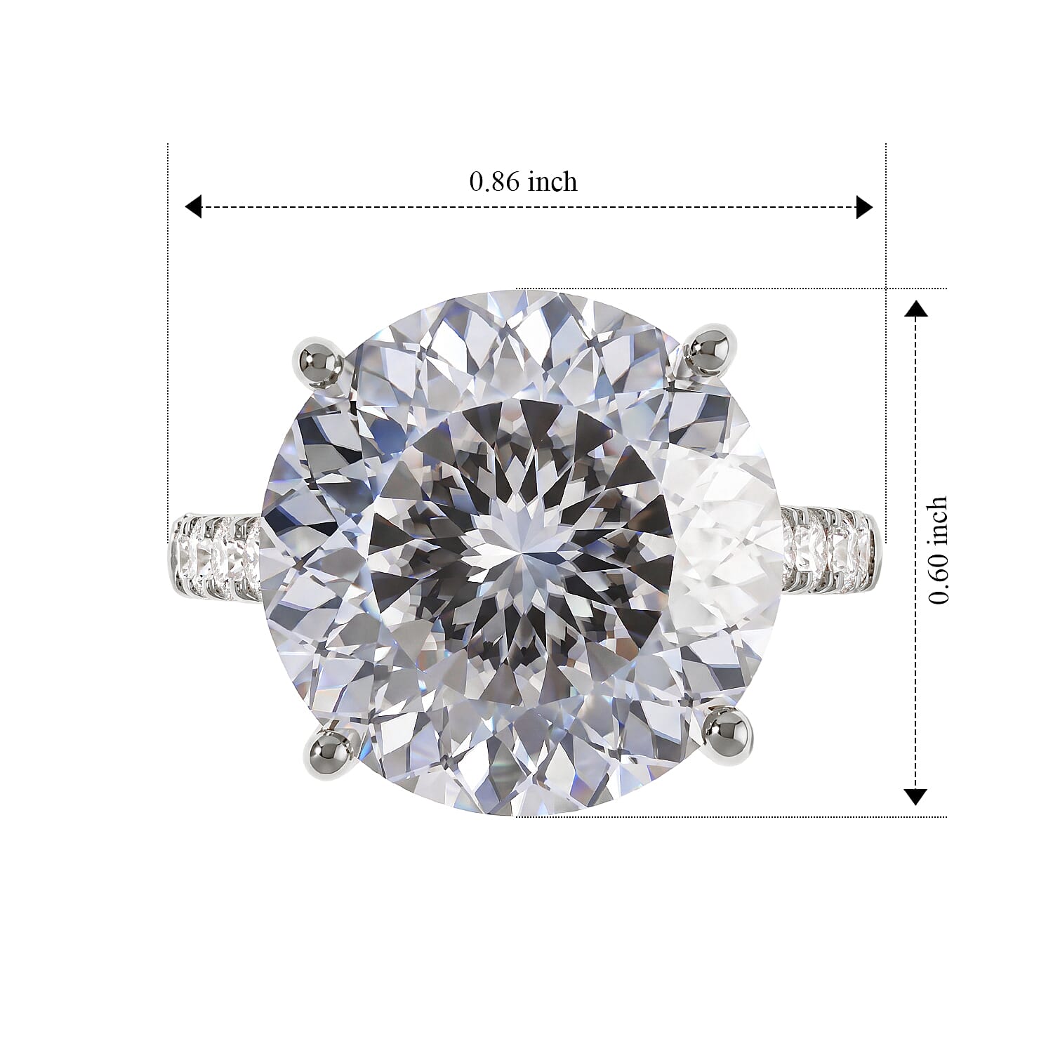 D'Joy 100 Facets Moissanite 11.80 ctw Timeless Brilliance Ring in Rhodium Over Sterling Silver (Size 6.0)