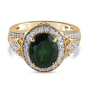 Chrome Diopside and Multi Gemstone 3.35 ctw Ring in Vermeil Yellow Gold Over Sterling Silver (Size 5.5)