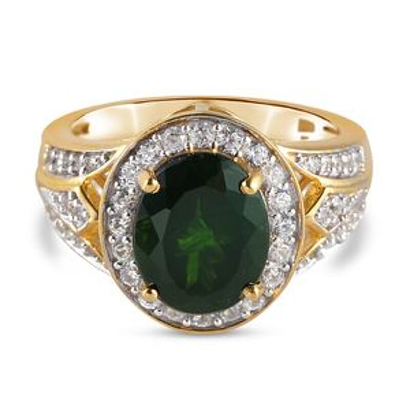 Chrome Diopside and Multi Gemstone 3.35 ctw Ring in Vermeil Yellow Gold Over Sterling Silver (Size 5.5)