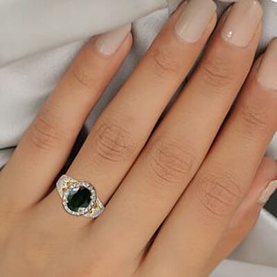 Chrome Diopside and Multi Gemstone 3.35 ctw Ring in Vermeil Yellow Gold Over Sterling Silver (Size 5.5)