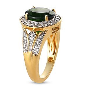 Chrome Diopside and Multi Gemstone 3.35 ctw Ring in Vermeil Yellow Gold Over Sterling Silver (Size 5.5)