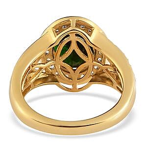 Chrome Diopside and Multi Gemstone 3.35 ctw Ring in Vermeil Yellow Gold Over Sterling Silver (Size 5.5)