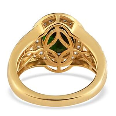 Chrome Diopside and Multi Gemstone 3.35 ctw Ring in Vermeil Yellow Gold Over Sterling Silver (Size 5.5)