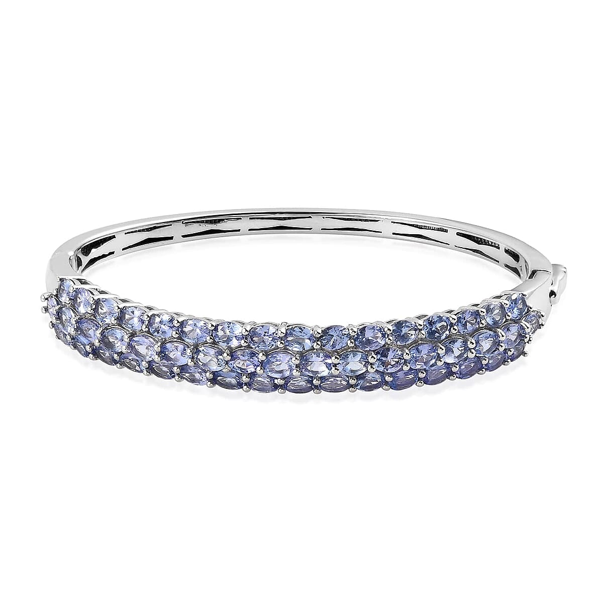 Tanzanite Bangle Bracelet in Platinum Over Sterling Silver (8.00 in) 18.90 Grams 7.20 ctw image number 0