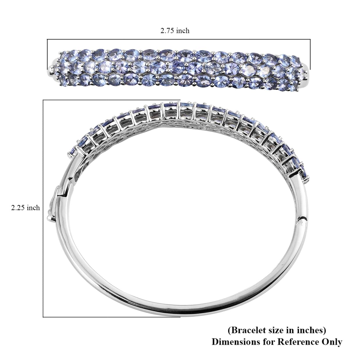 Tanzanite Bangle Bracelet in Platinum Over Sterling Silver (8.00 in) 18.90 Grams 7.20 ctw image number 5